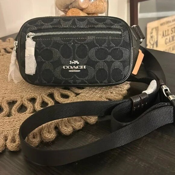 Coach Handbags - Coach Black Jacquard Crossbody, NWT